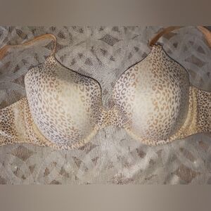 Victorias secret loves cotton bra 34DD lined full coverage tan cheetah print